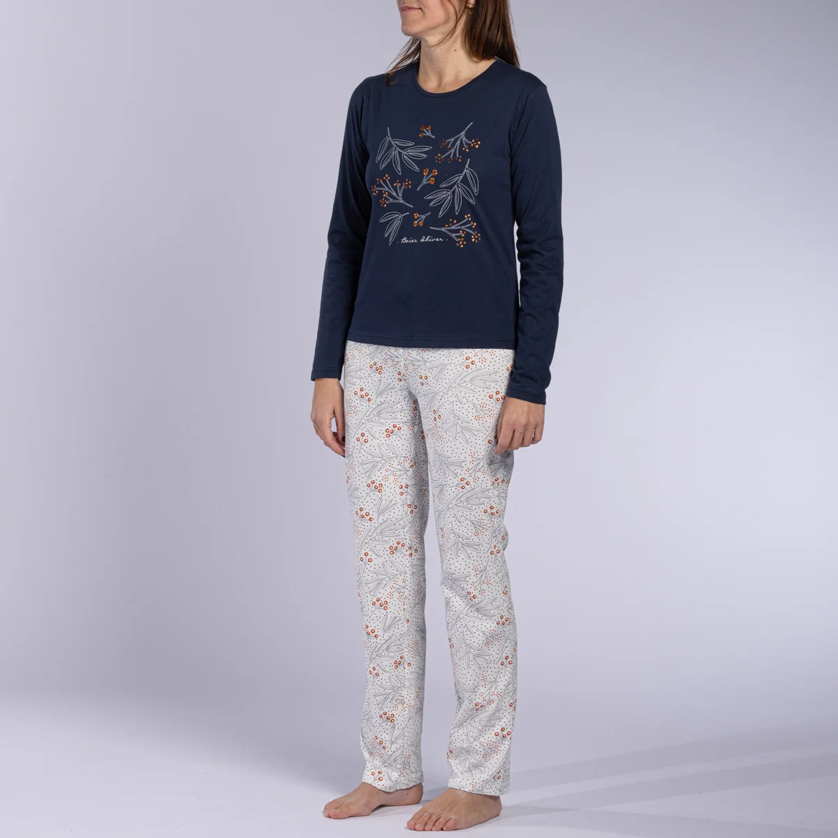 Pyjama femme BAIE indigo/imprimé