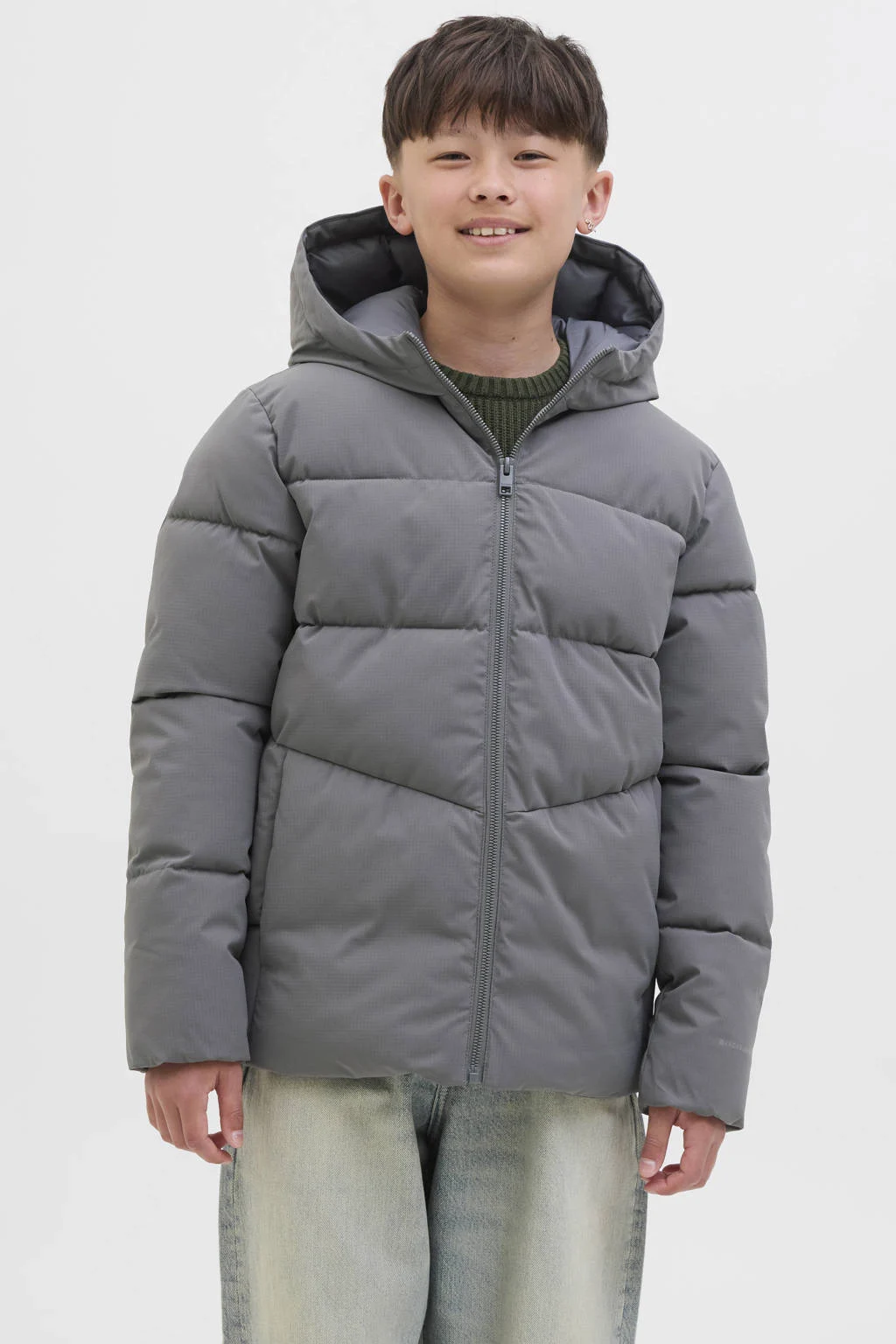 JACK & JONES JUNIOR gewatteerde jas grijs