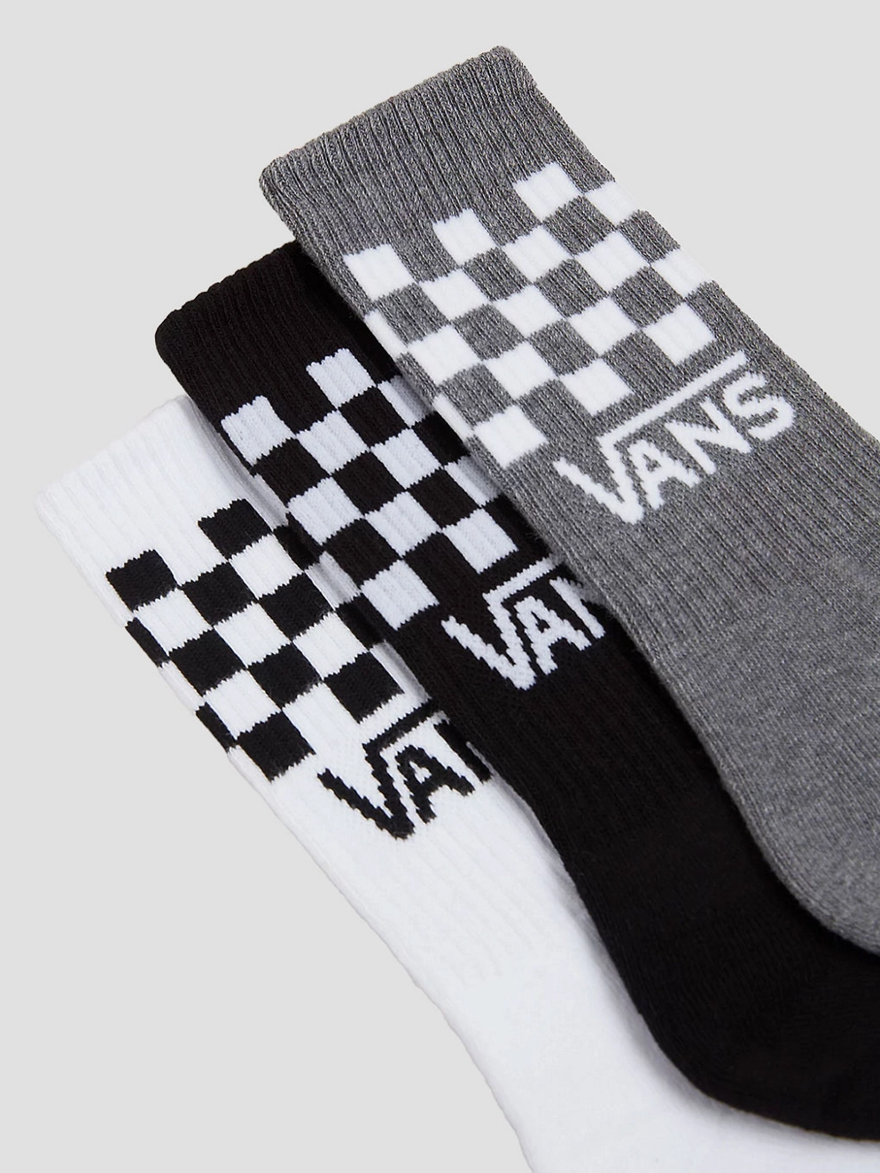 Vans Drop V Classic Check Crew 10-13.5 Kids Socks white/black/heathergrey