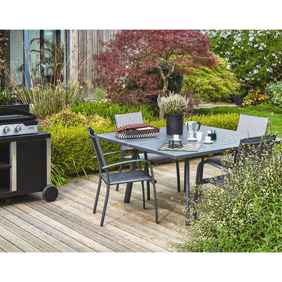 Fauteuil de jardin empilable Ligne ARIES en aluminium et toile beige