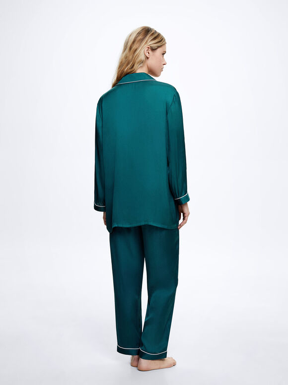 Conjunto de pijama personalizável com máscara para os olhos - Verde