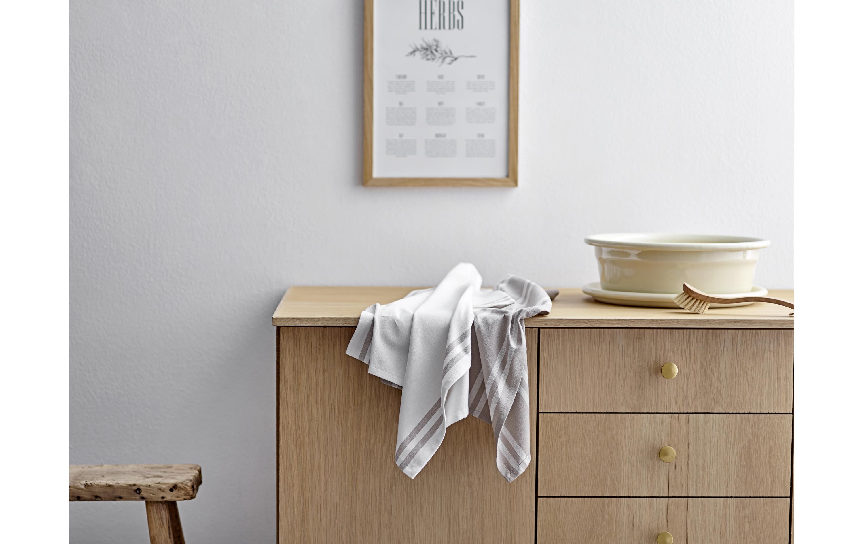 Geschirrtuch-Set Soft 2 Stück, Beige/HellgrauGeschirrtuch Set aus Bio-Baumwolle