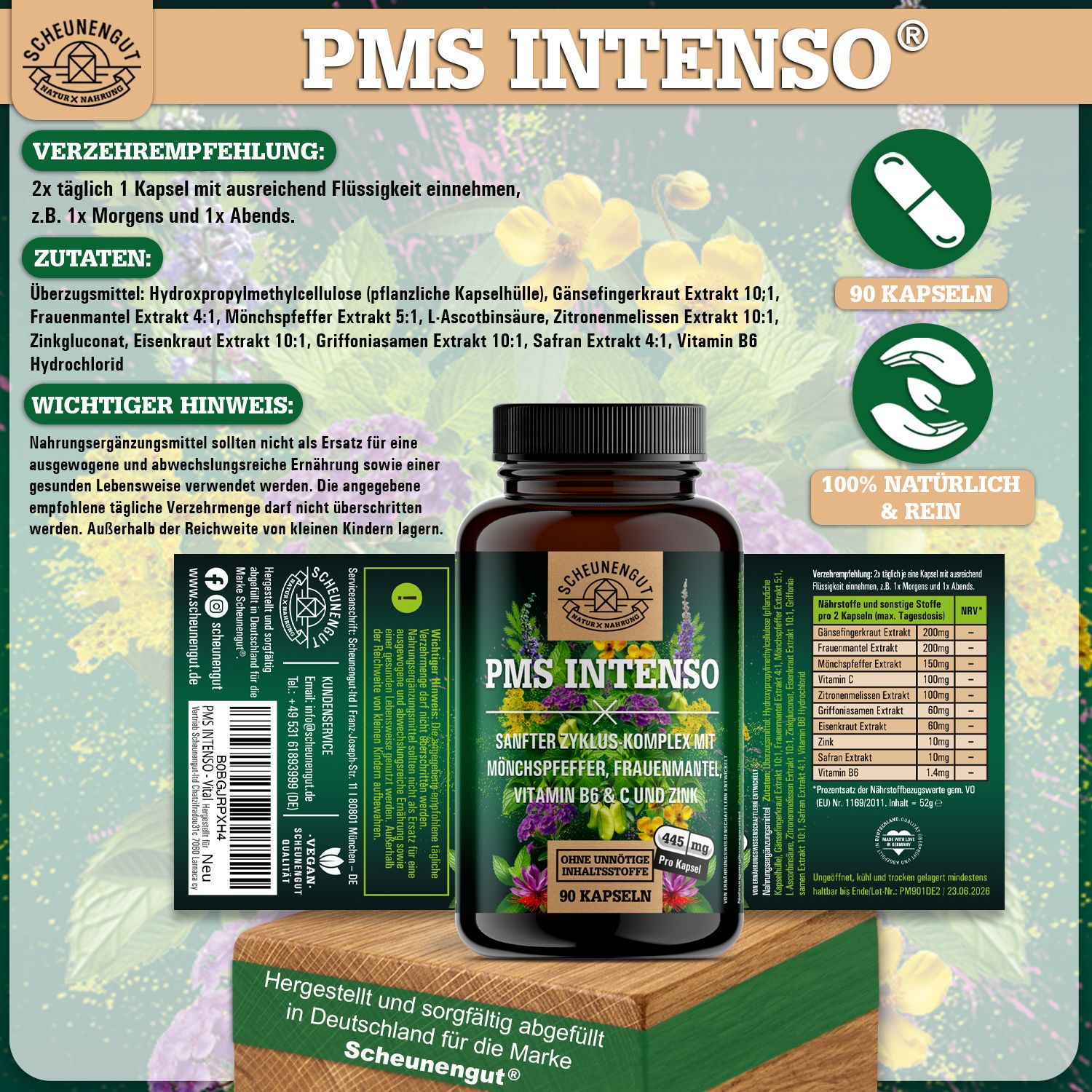 Scheunengut® PMS INTENSO | Sanfter Zyklus-Komplex mit Gänsefingerkraut, Eisenkraut uvm.