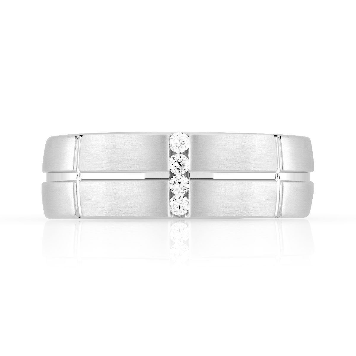 Chevaliere or 750 blanc diamant