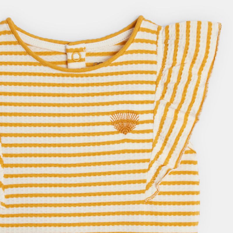 T-shirt fantaisie rayé à volants jaune bébé fille Jaune