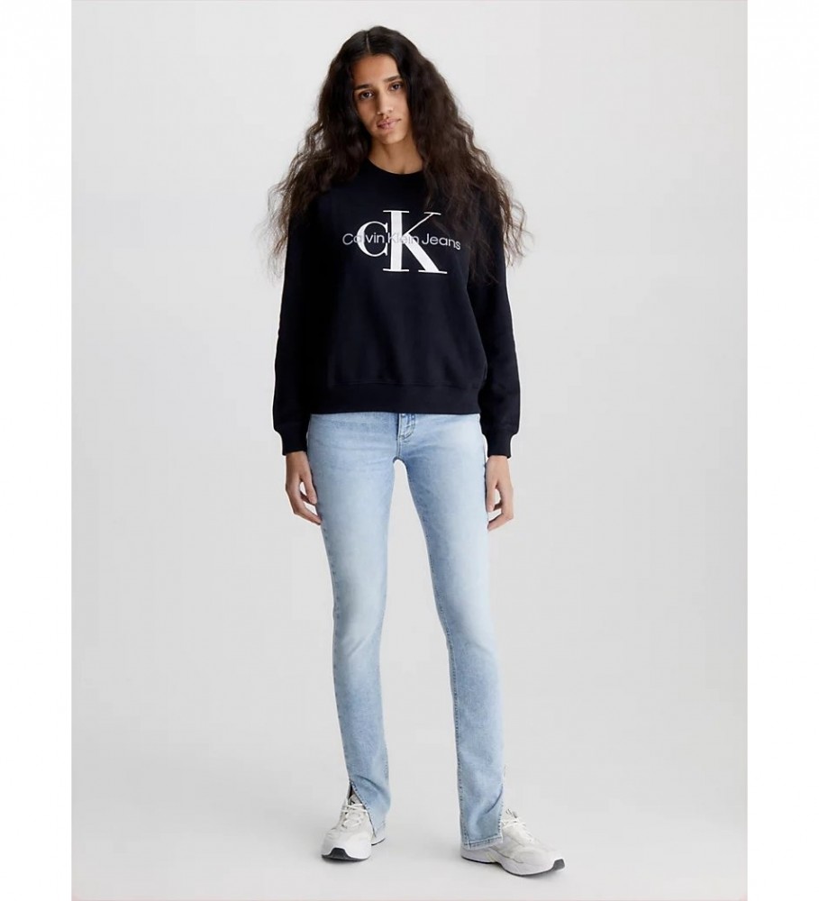 Moletom preto com monograma da Calvin Klein Jeans