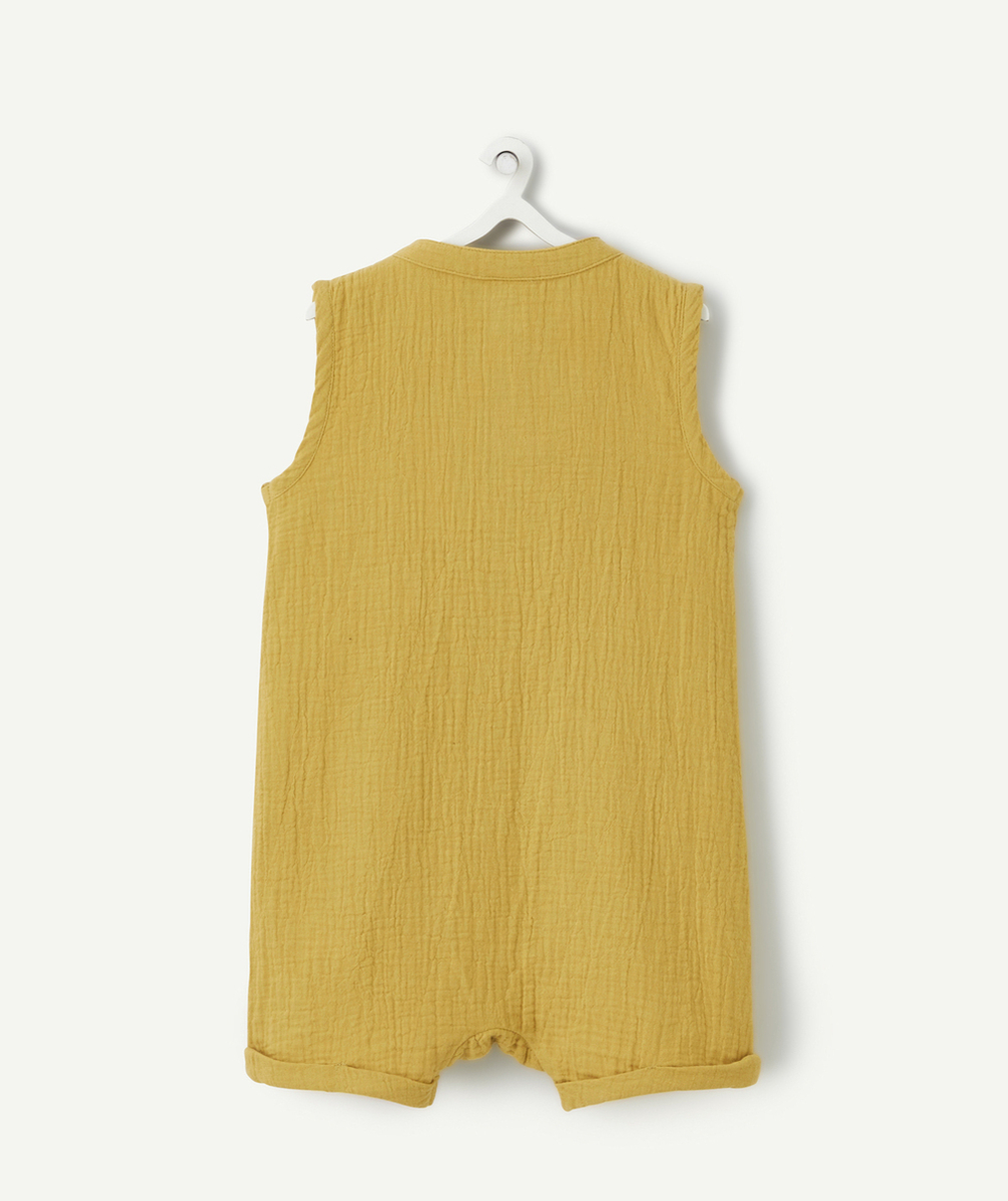 combishort bébé garçon en gaze de coton biologique jaune