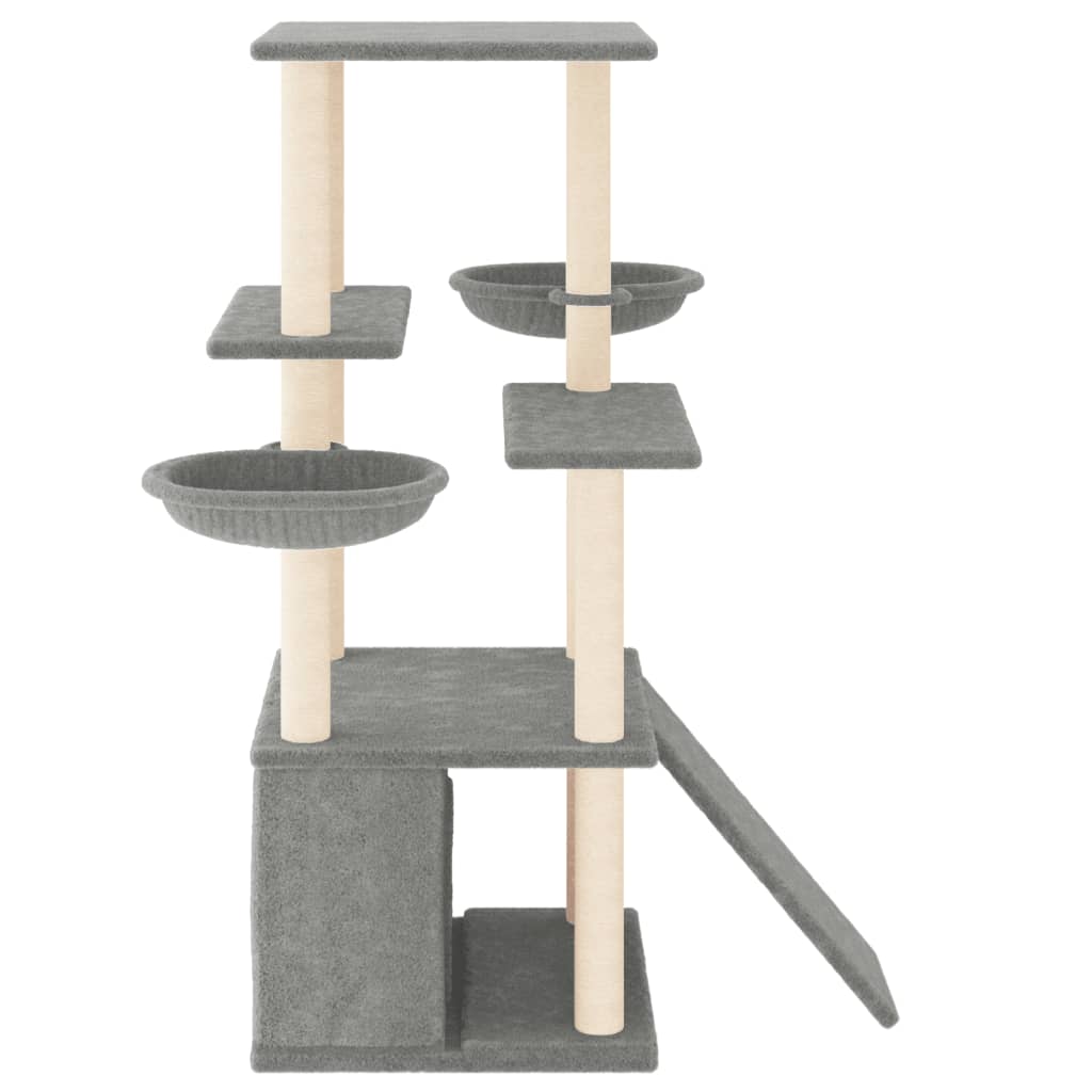 Arranhador para gatos vidaXL com hastes de sisal cinza claro, 133 cm