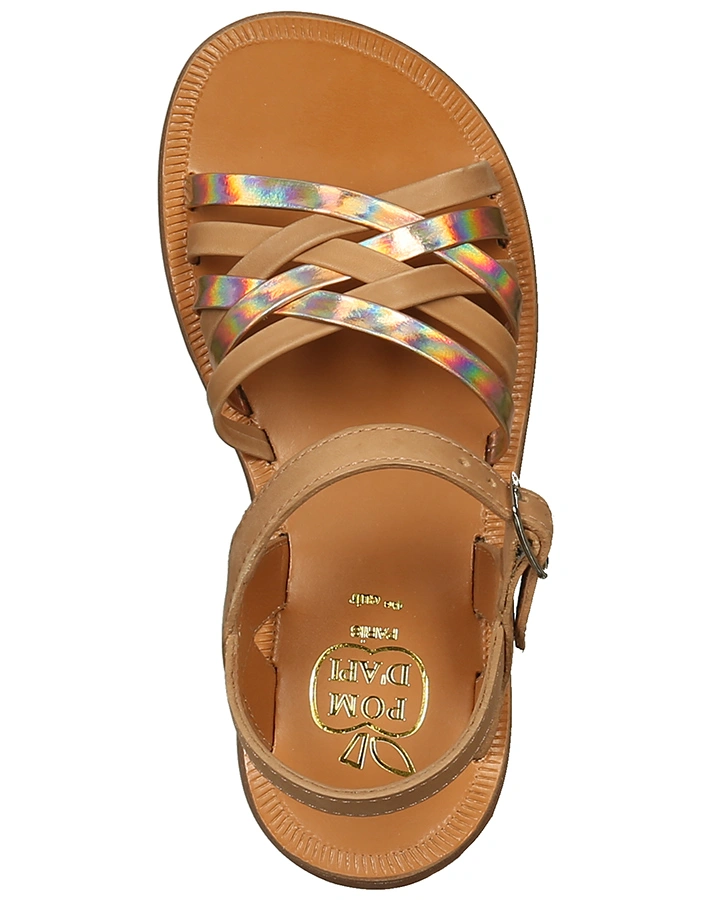 Leder-Sandalen PLAGETTE LUX in caramel/roségold