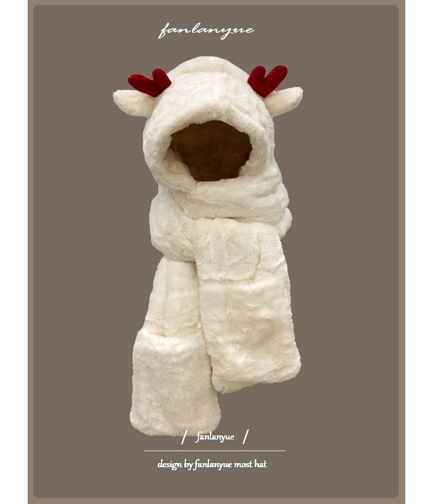 Zaalouk - Hertenhoorn Fluffy Hooded Scarf