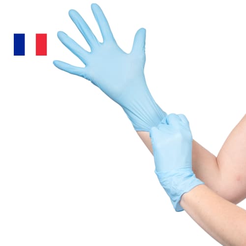 Gant à usage unique nitrile Medicom Coverfeel Care bleu non poudré  Manchettes Courtes