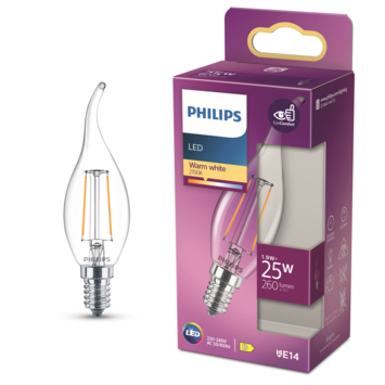 Philips LED kaars E14 1,9W filament helder niet dimbaar