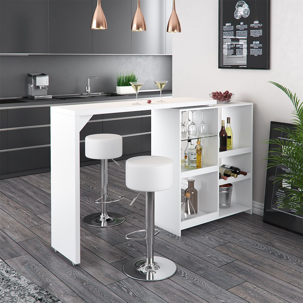 VICCO Bartisch VEGA Weiß Bartresen Stehtisch Tisch Tresentisch Bistrotisch Küche inkl. Barhocker