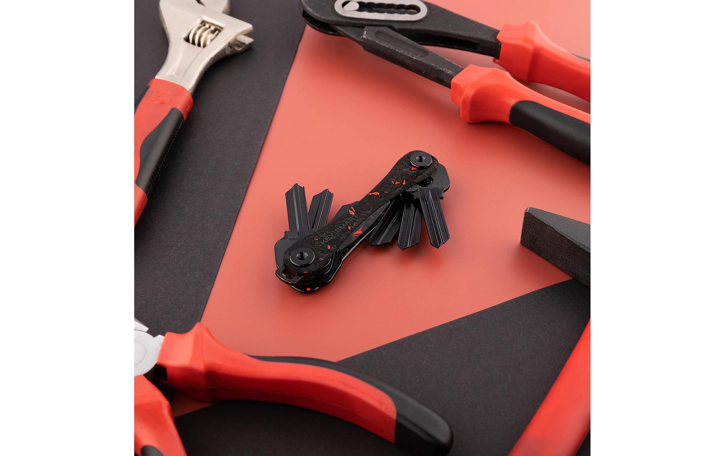 Red Forged Carbon, Schwarz / RotKompakter Schlüssel Organizer