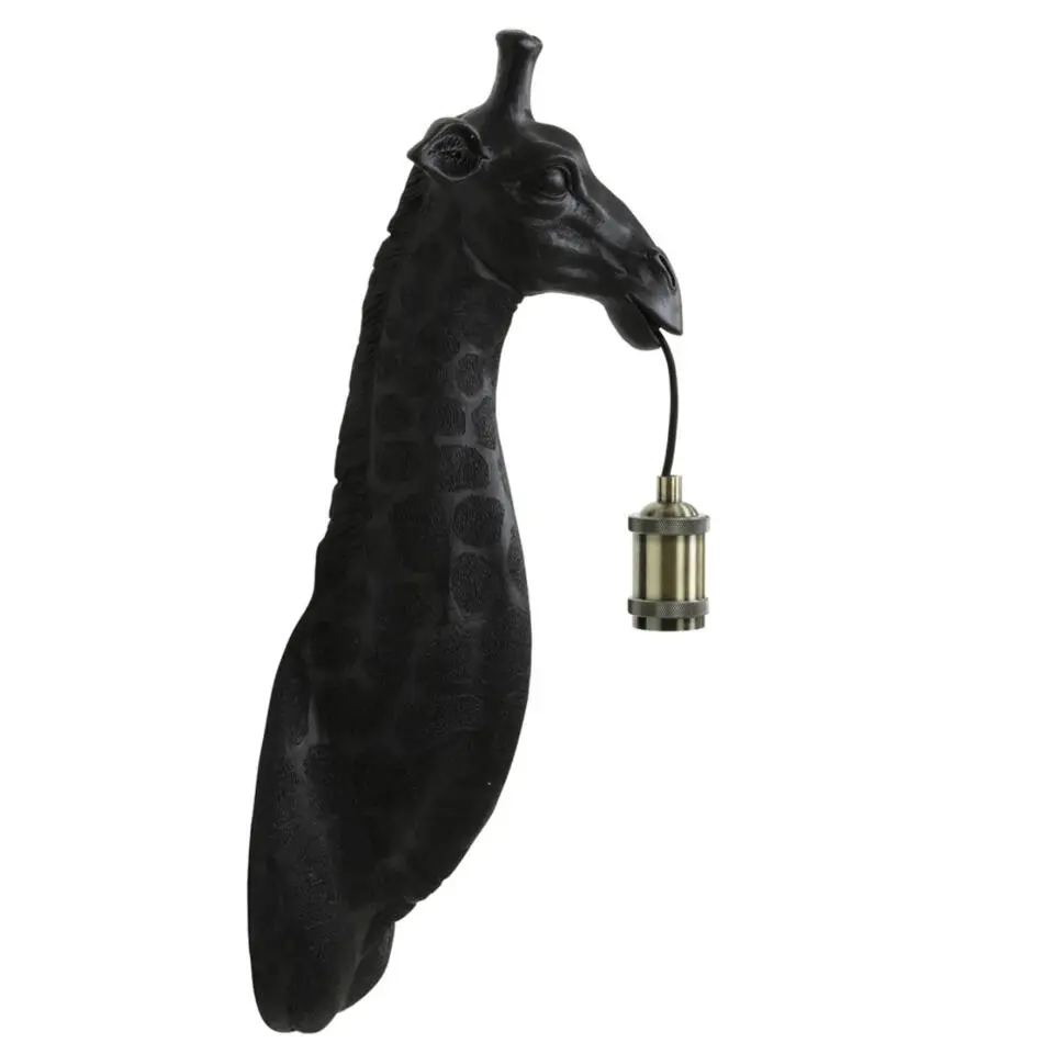 Wandlamp Giraffe - Zwart - 20.5x19x61cm