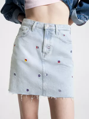 Saia jeans Mom Fit de cintura super alta