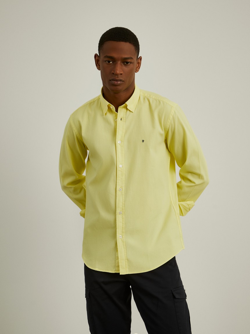 Camisa slim fit algodão garment dye