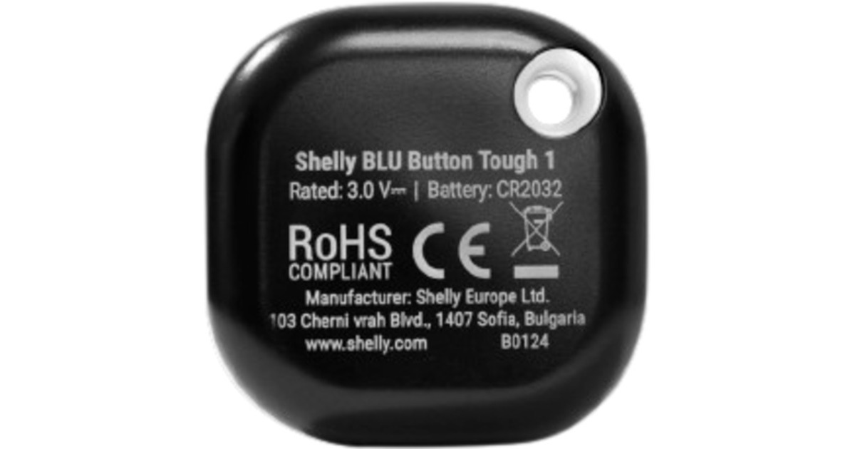 ShellyBLU Button Tough 1 knop  (Zwart, Bluetooth)