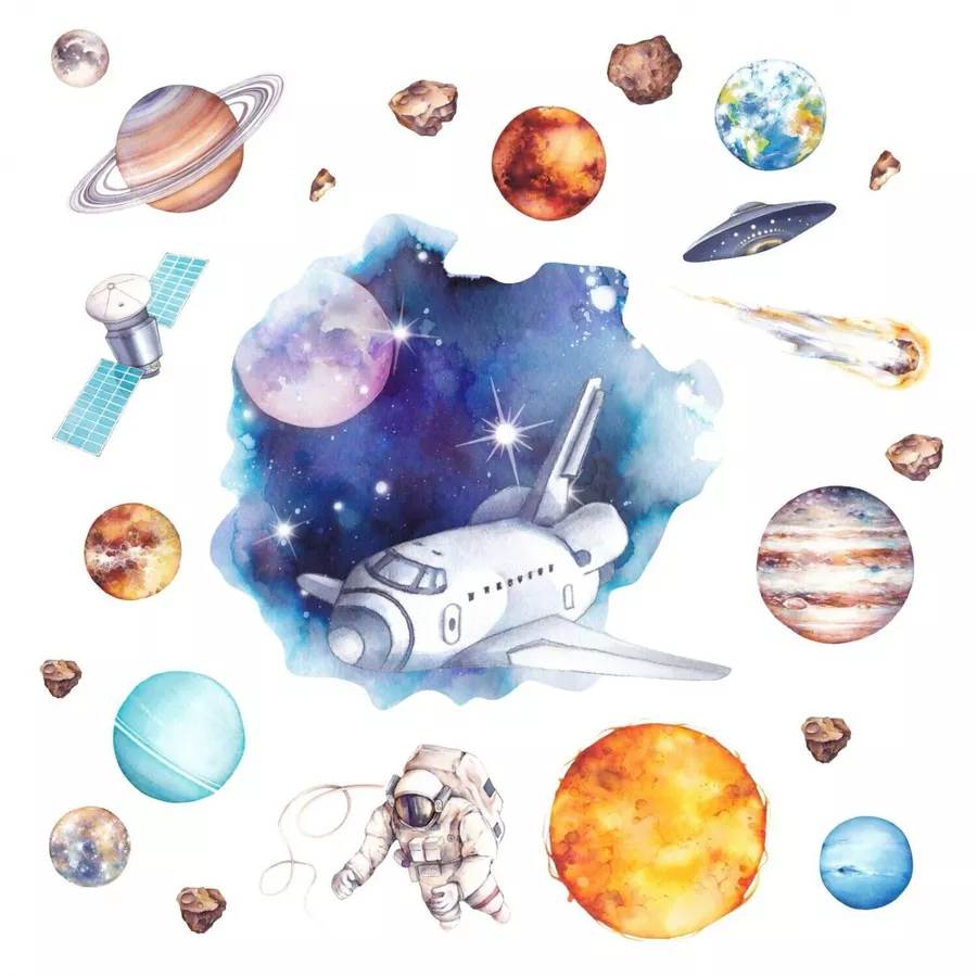Nikima Wandtattoo 239 Wandtattoo Weltraum Planeten bunt