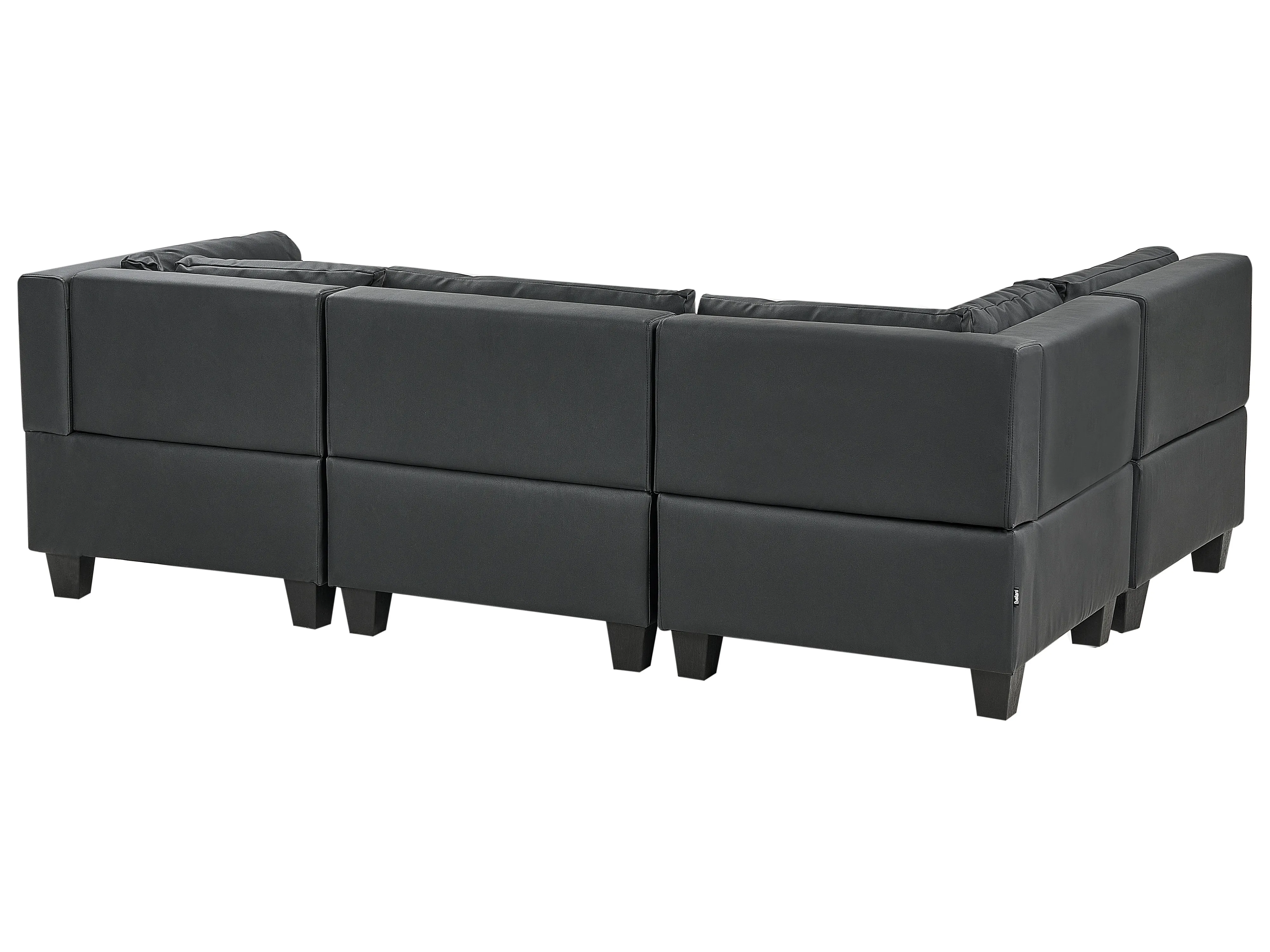 Modulaire hoekbank 4-zits UNSTAD Kunstleer Zwart rechtszijdig