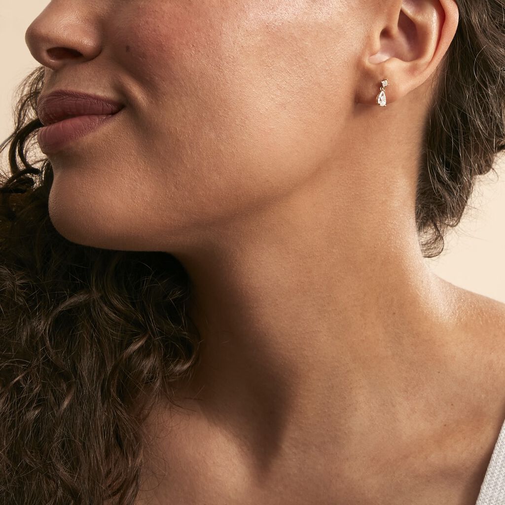 Boucles D'oreilles Pendantes Faas Or Jaune Oxyde De Zirconium