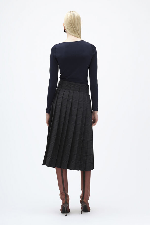 REMAIN Pleated Suiting Skirt Caviar comb.
