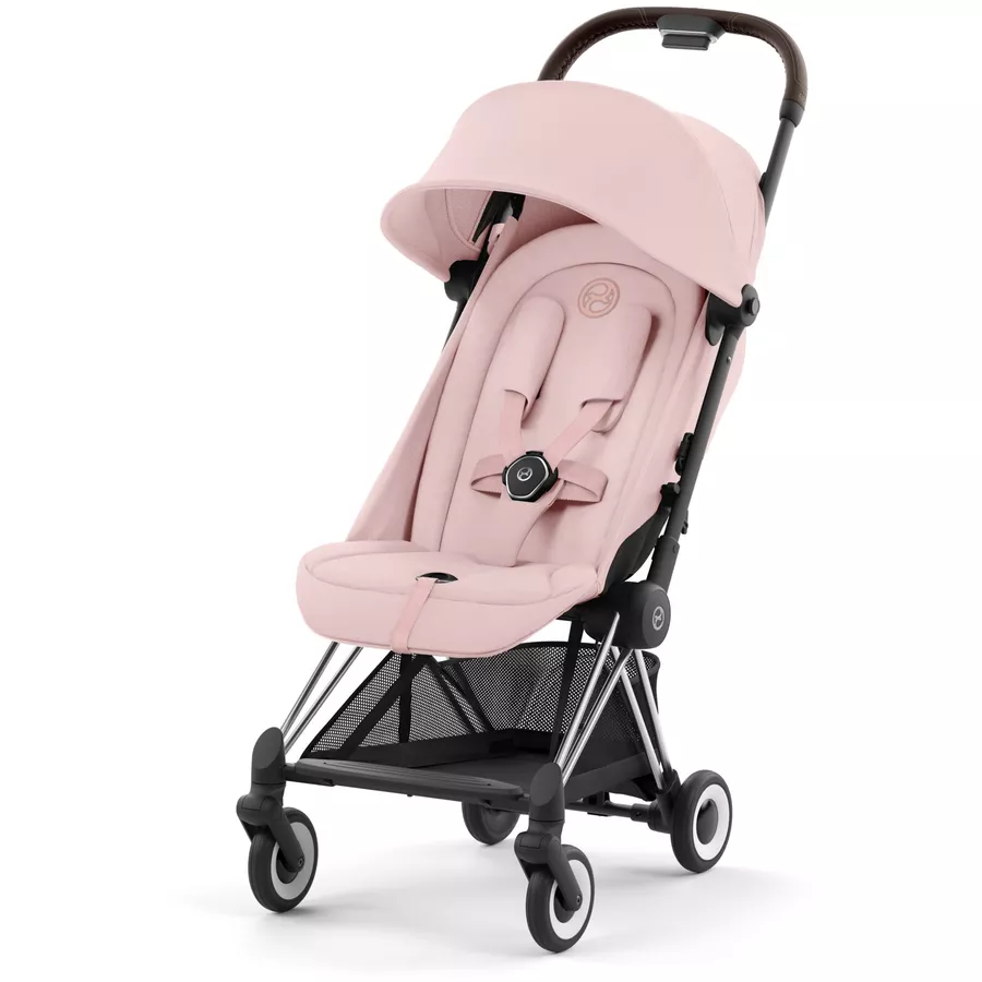 cybex PLATINUM Buggy Coya Chrome Dark Brown Peach Pink inklusive Babyschale Cloud T I-Size Plus Peach Pink und Adapter