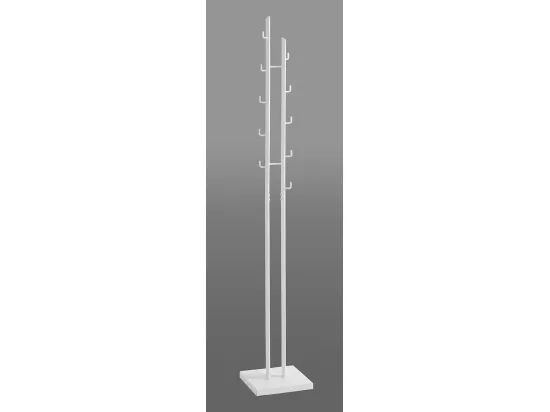 Porte-manteau avec 8 crochets en métal coloris blanc - longueur 29 x profondeur 29 x hauteur 176 cm