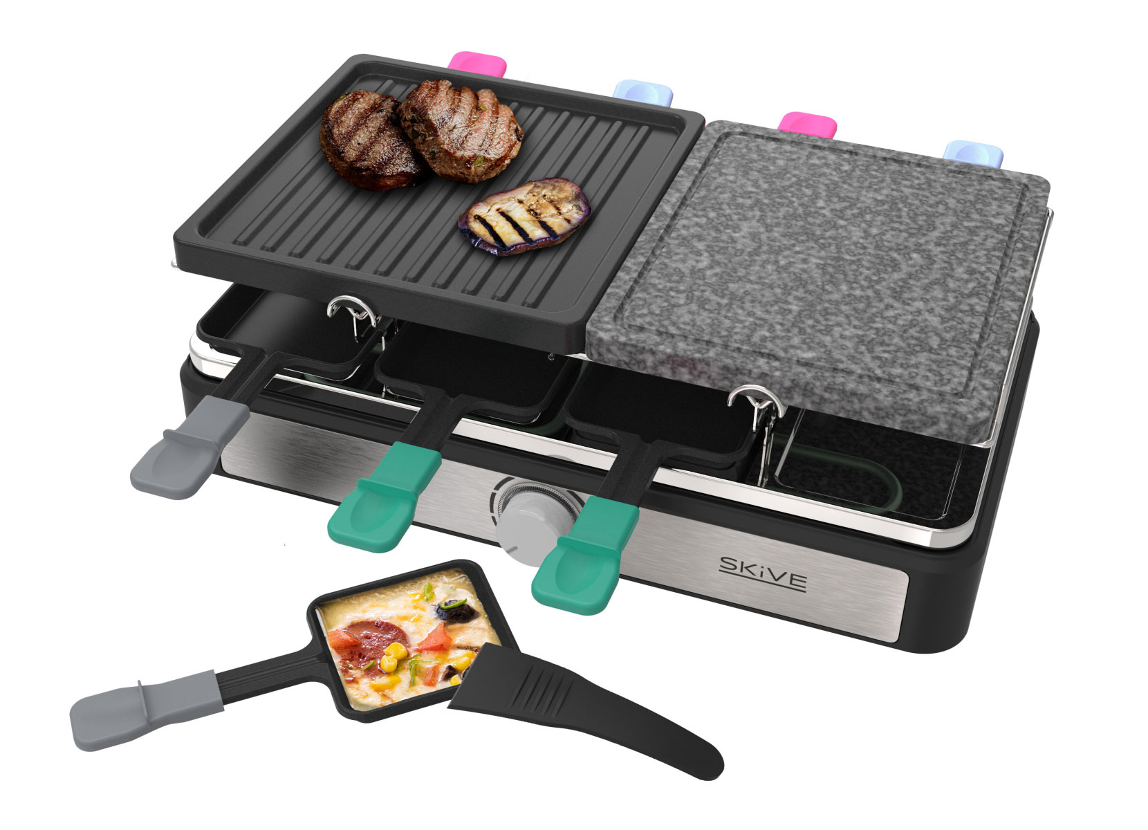 Raclette-Grill mit Granitsteinplatte für 8 Personen