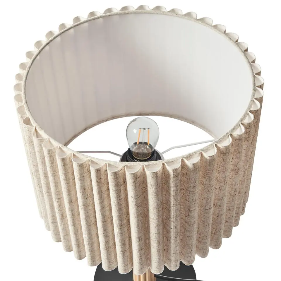 BELESSA - Tafellamp - Lichtbeige - Rubberhout