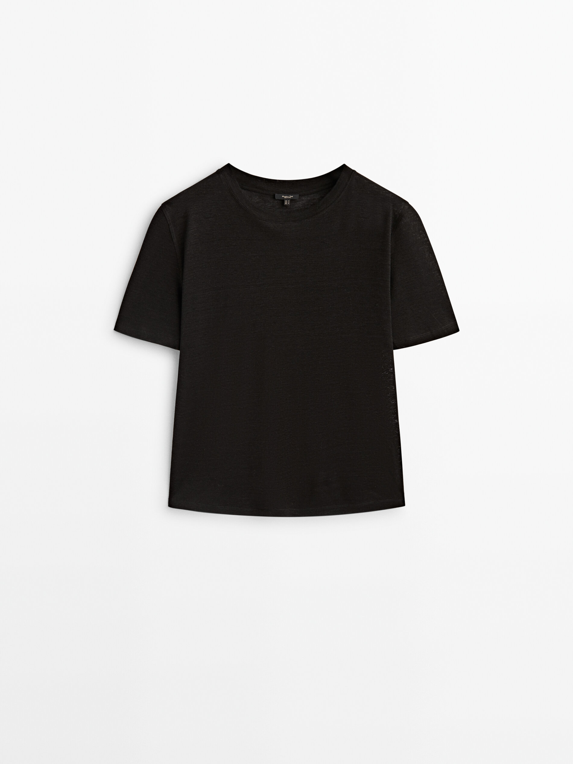 Camiseta de manga curta 100% linho - PRETA