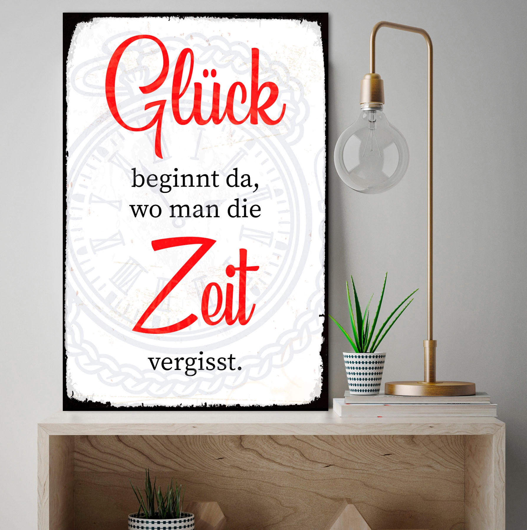 queence Metallbild »Zeit« Schriftzug | Schriftzüge | Sprüche | Sprüche & Texte 1 Stk. tlg. Stahlschilder
