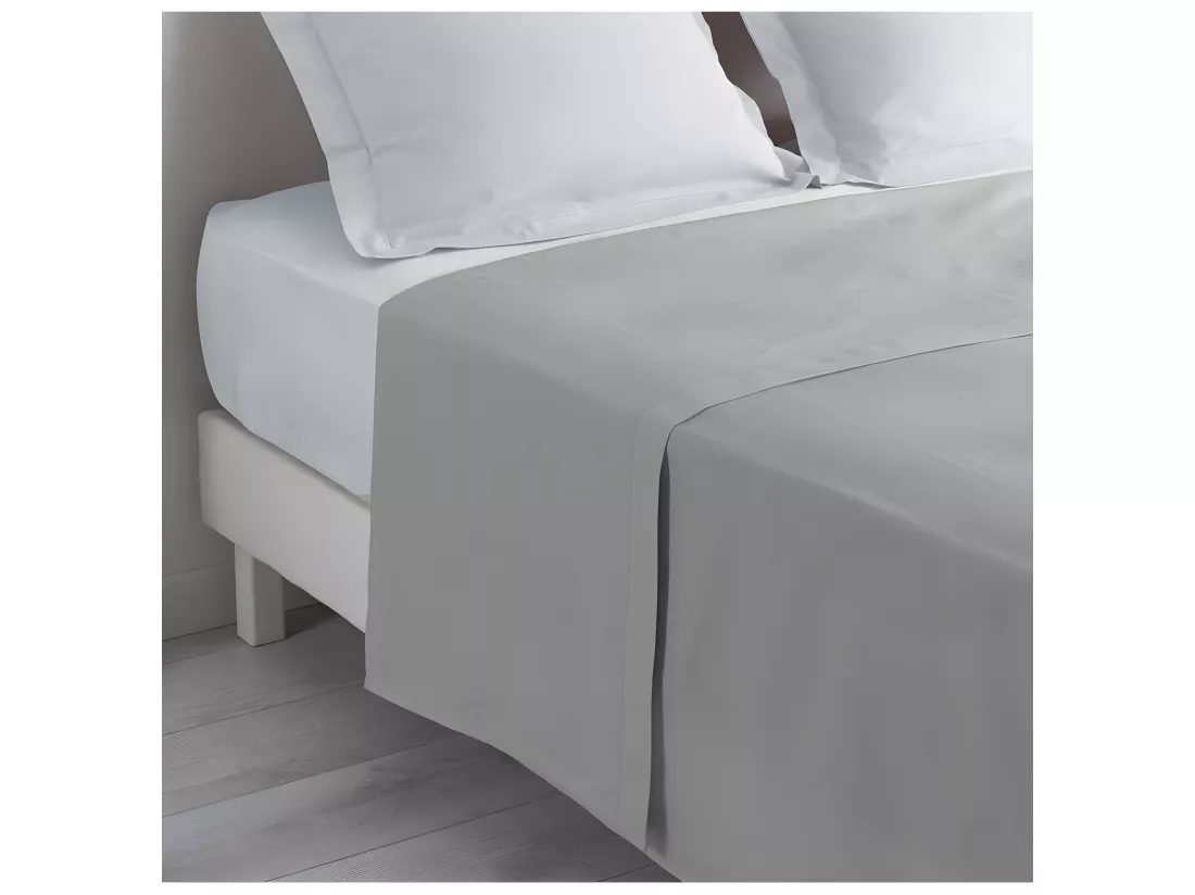 Drap plat uni - 180 x 290 cm - Lina - Gris