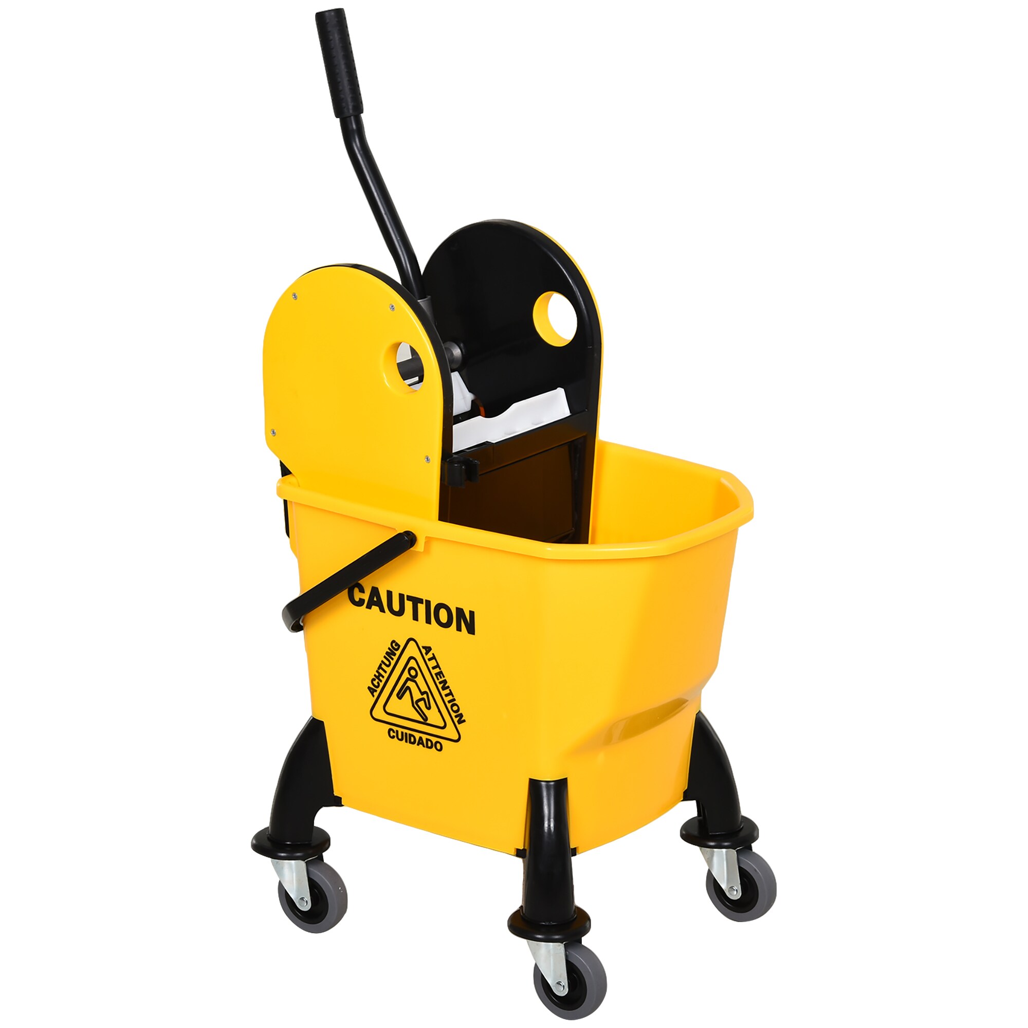 HOMCOM Wischwagen mit Auswringvorrichtung gelb 44 x 36 x 90 cm (LxBxH)