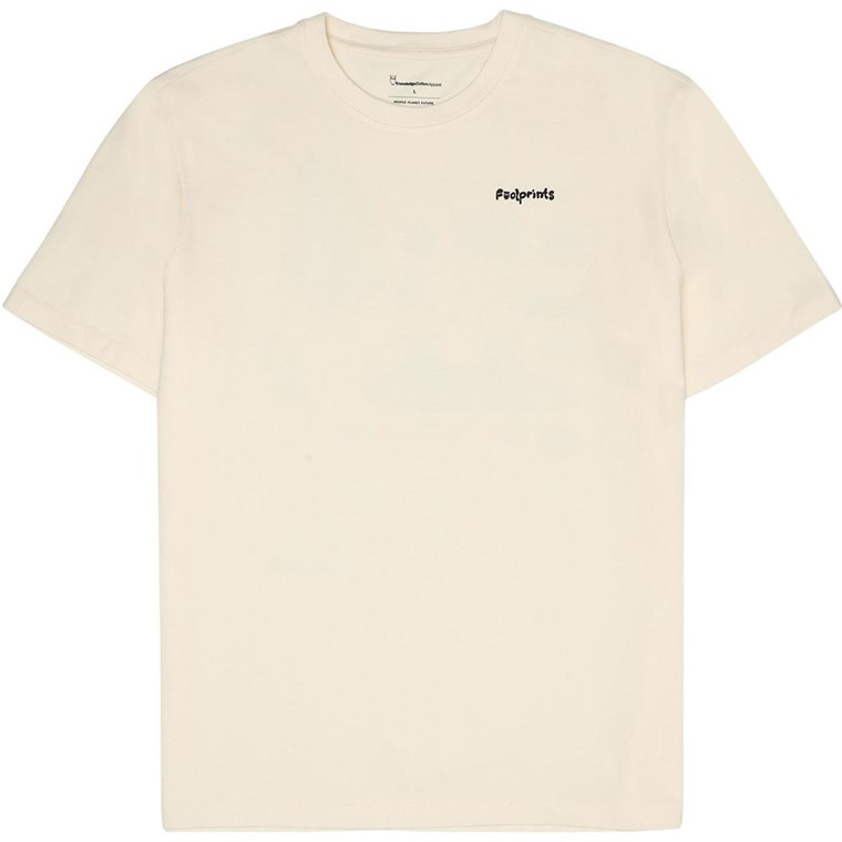 KnowledgeCotton Apparel Regular Sl Heavy Single Jersey Printed T-Shirt Egret