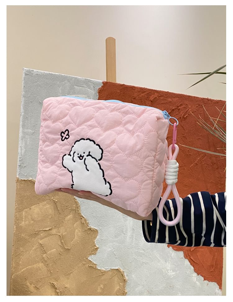 TangTangBags - Gewatteerde make-uptas met hondenprint