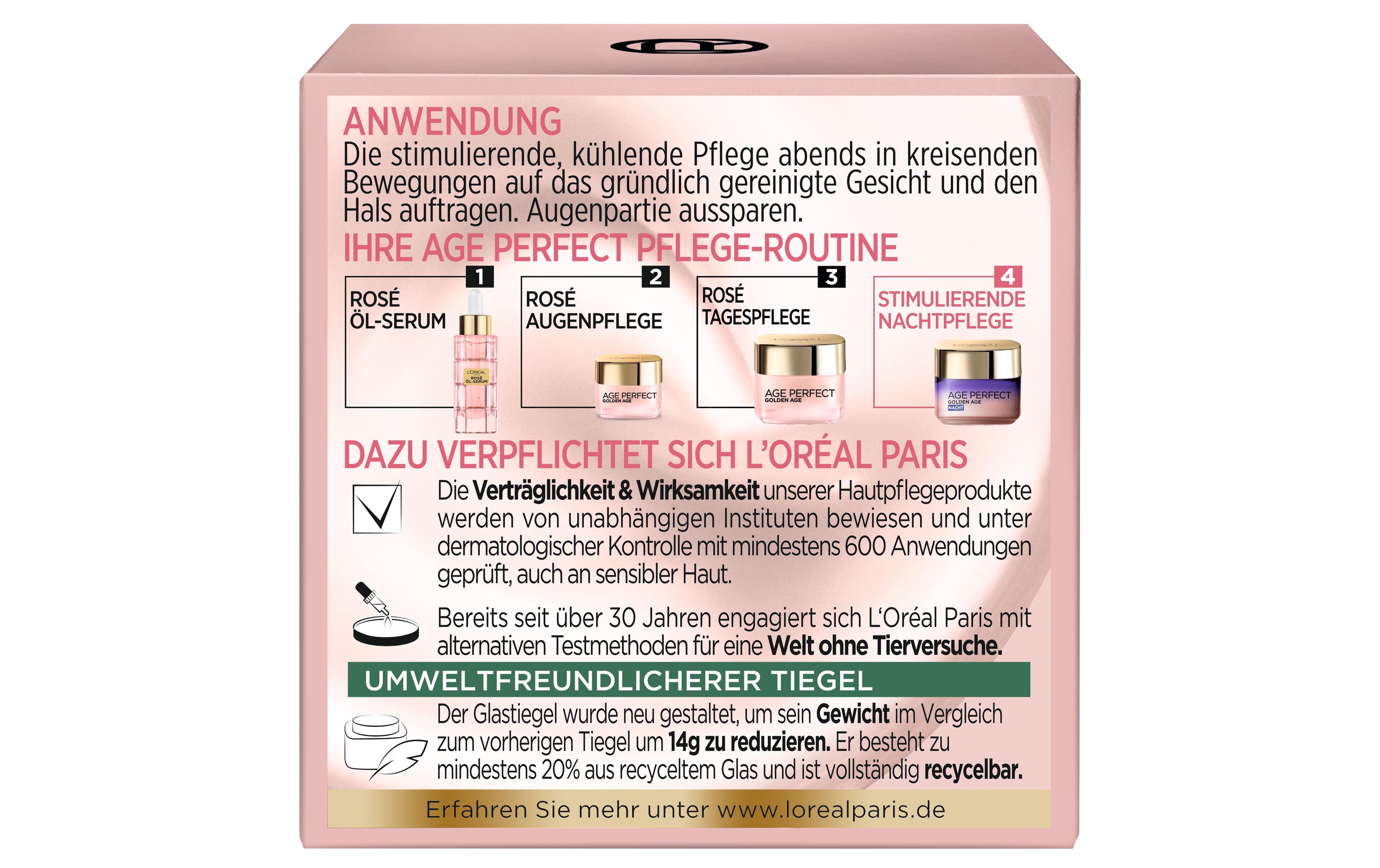 Nachtcrème Age Perfect Golden Age Pro-Calcium 50 mlKühlende Gesichtspflege für rosige Ausstrahlung