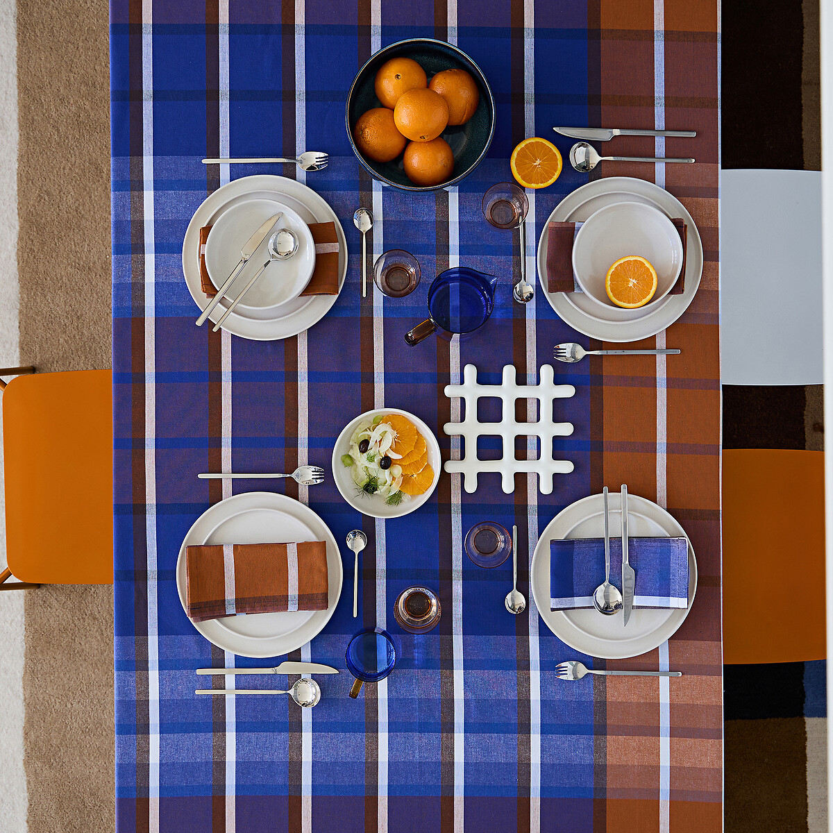 LA REDOUTE INTERIEURS<br>Toalha de mesa xadrez de algodão tecido e tingido, Selwyn