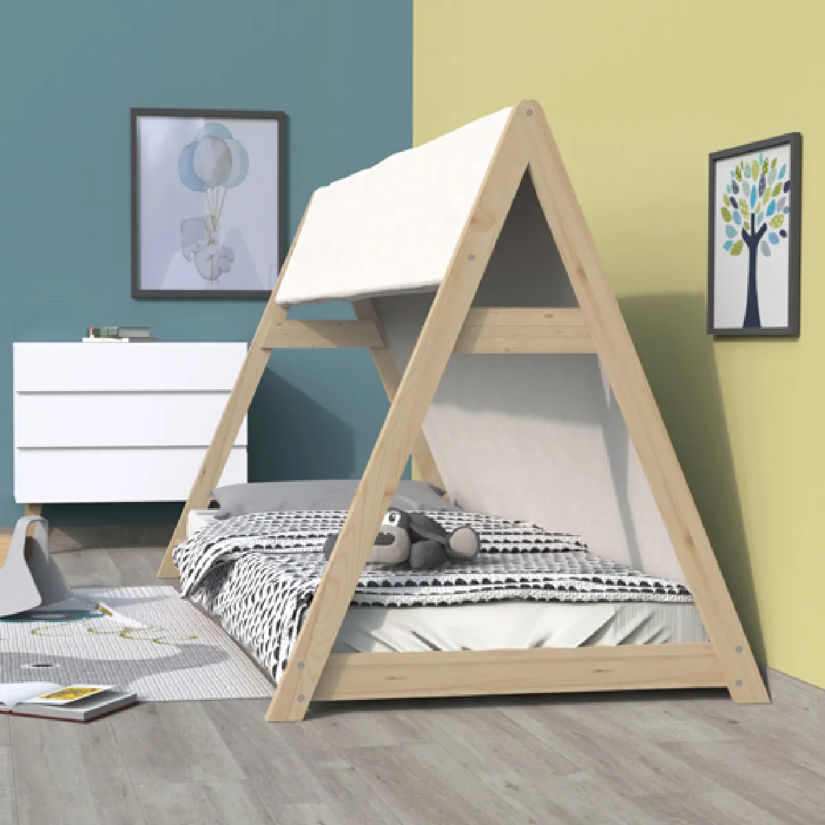 Lit Cabane Tipi 70x140 cm Naturel