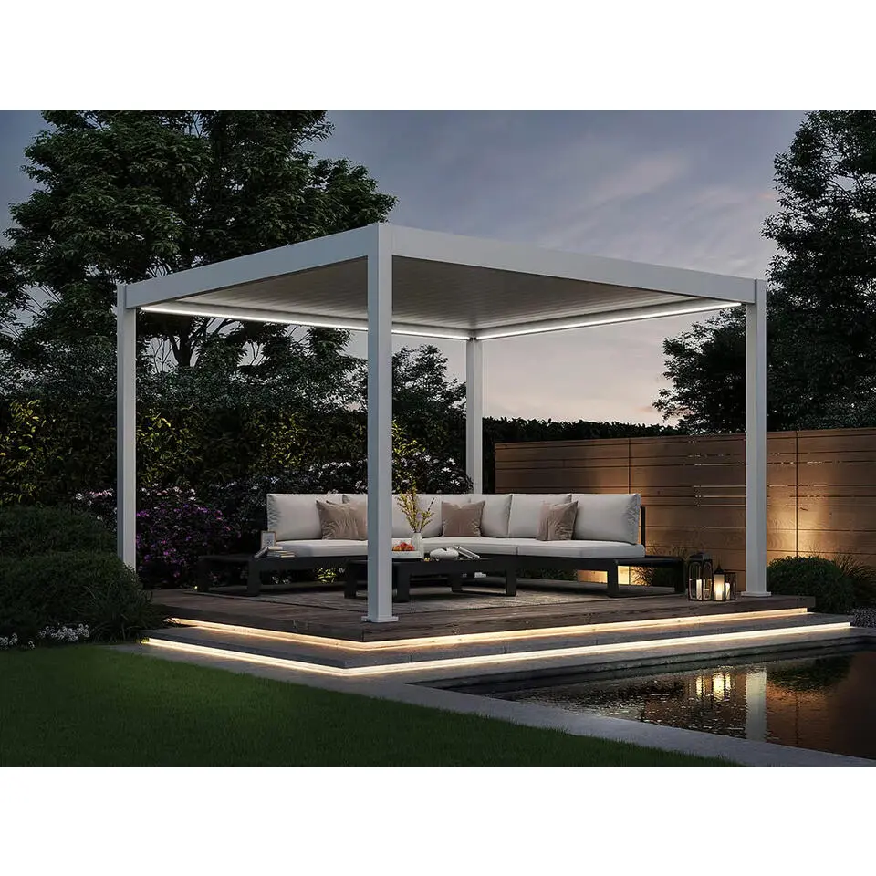 Orion Deluxe overkapping elektrisch met LED 360 x 400 cm wit