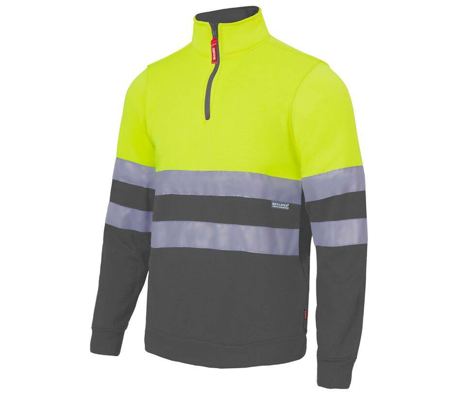 VELILLA V5701 - Sweat Col Zippe Bicolore Haute Visibilité