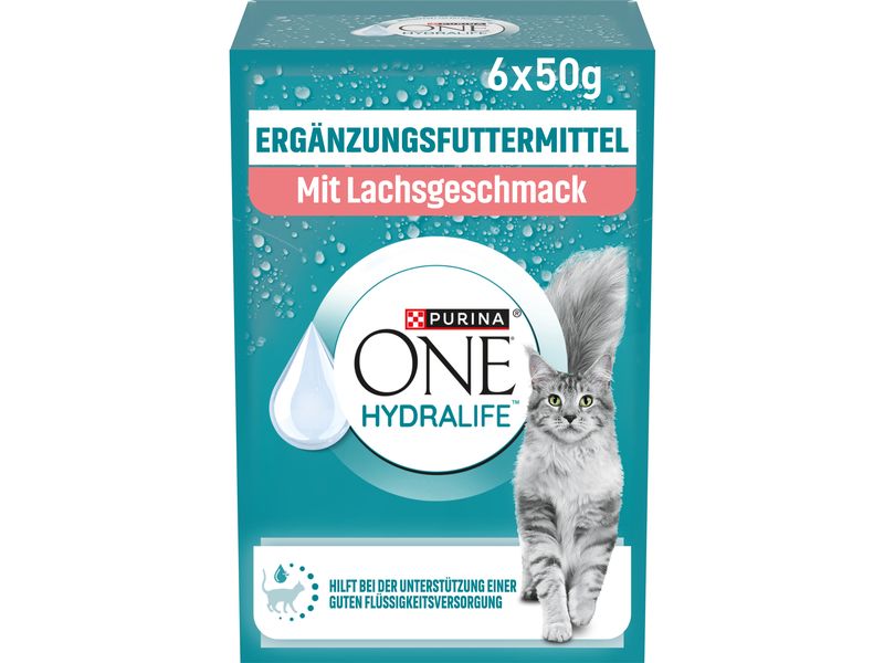 Purina ONE Hydralife mit Lachsgeschmack 6 x 50 g Ergänzungsfuttermittel für Katzen