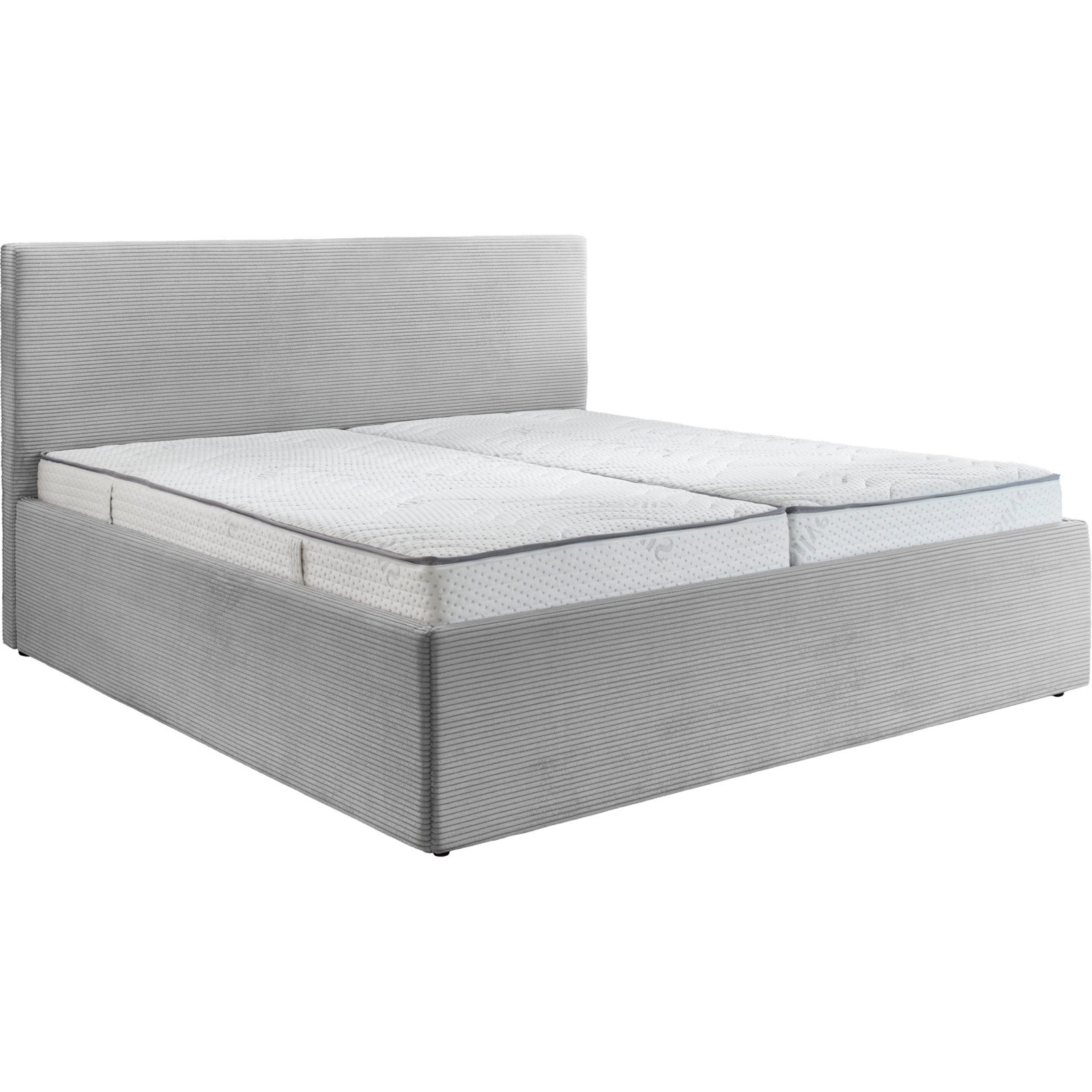 Polsterbett Cora Stoff Cord silber 180 x 200