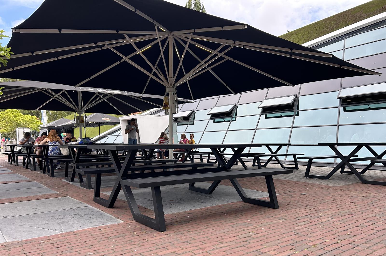 luxe aluminium picknicktafel Dex 200 cm zwart