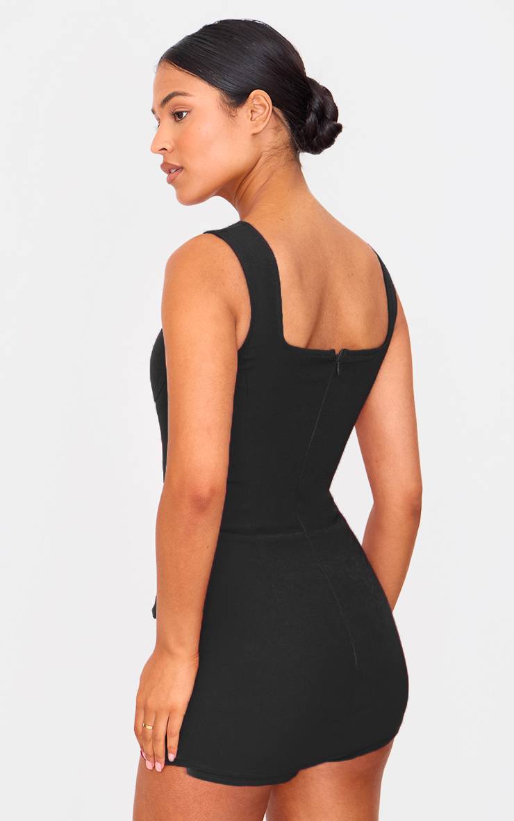 Noir Combi-short Jupe-culotte Sans Manches Avec Détails De Poches Tissées Tall