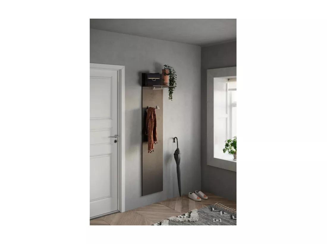 Porte-manteau suspendu KEY – 1 étagère – Crochets intégrés – Marron – Design moderne