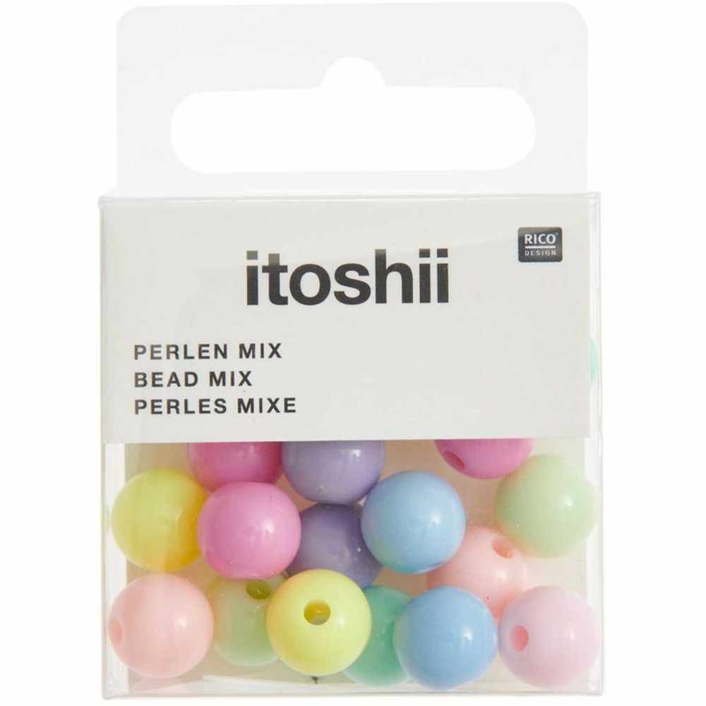 24 perles rondes 10 mm - pastel arc-en-ciel