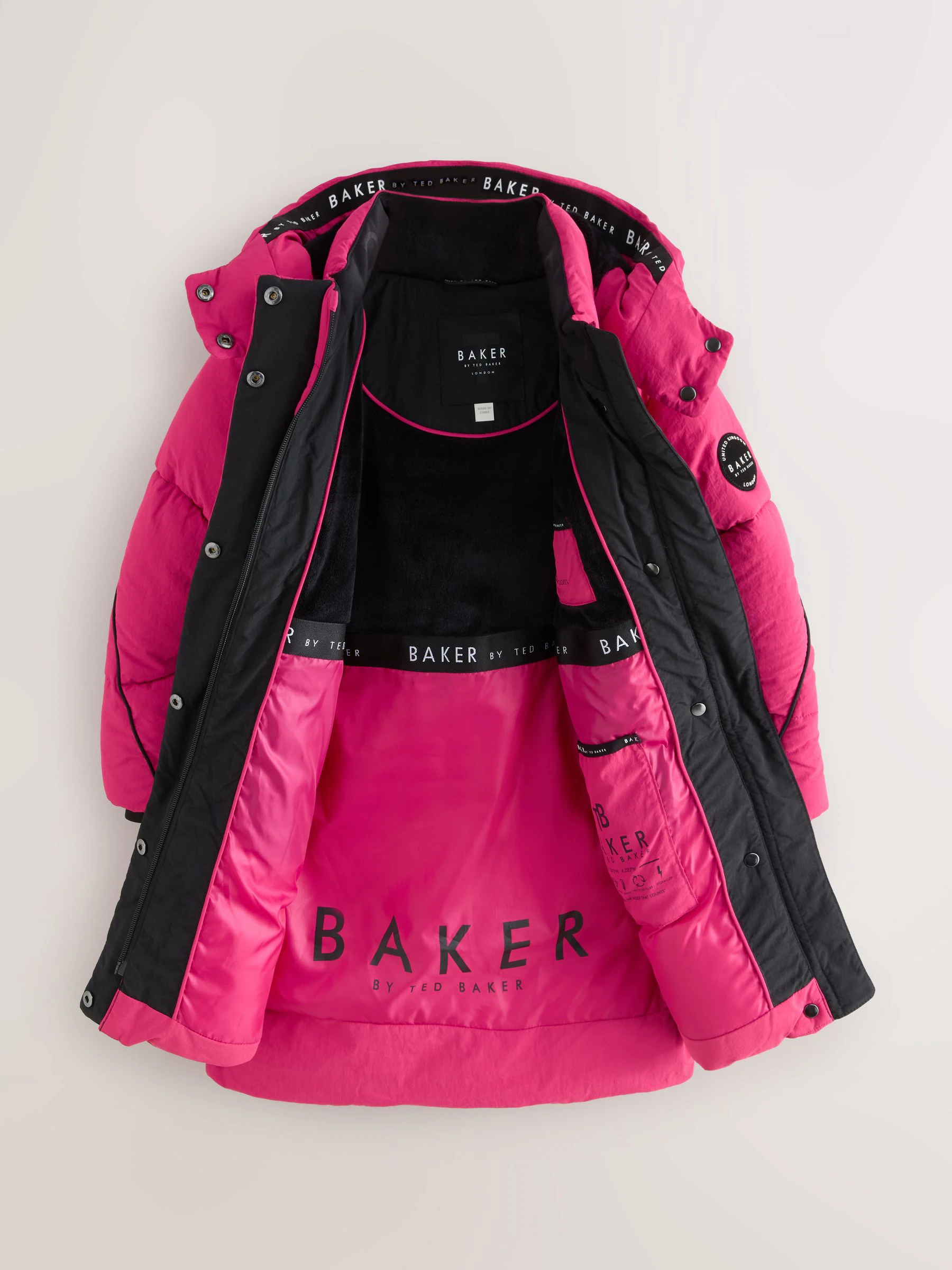 Roze - Baker by Ted Baker meisjes regenbestendige gewatteerde lange jas