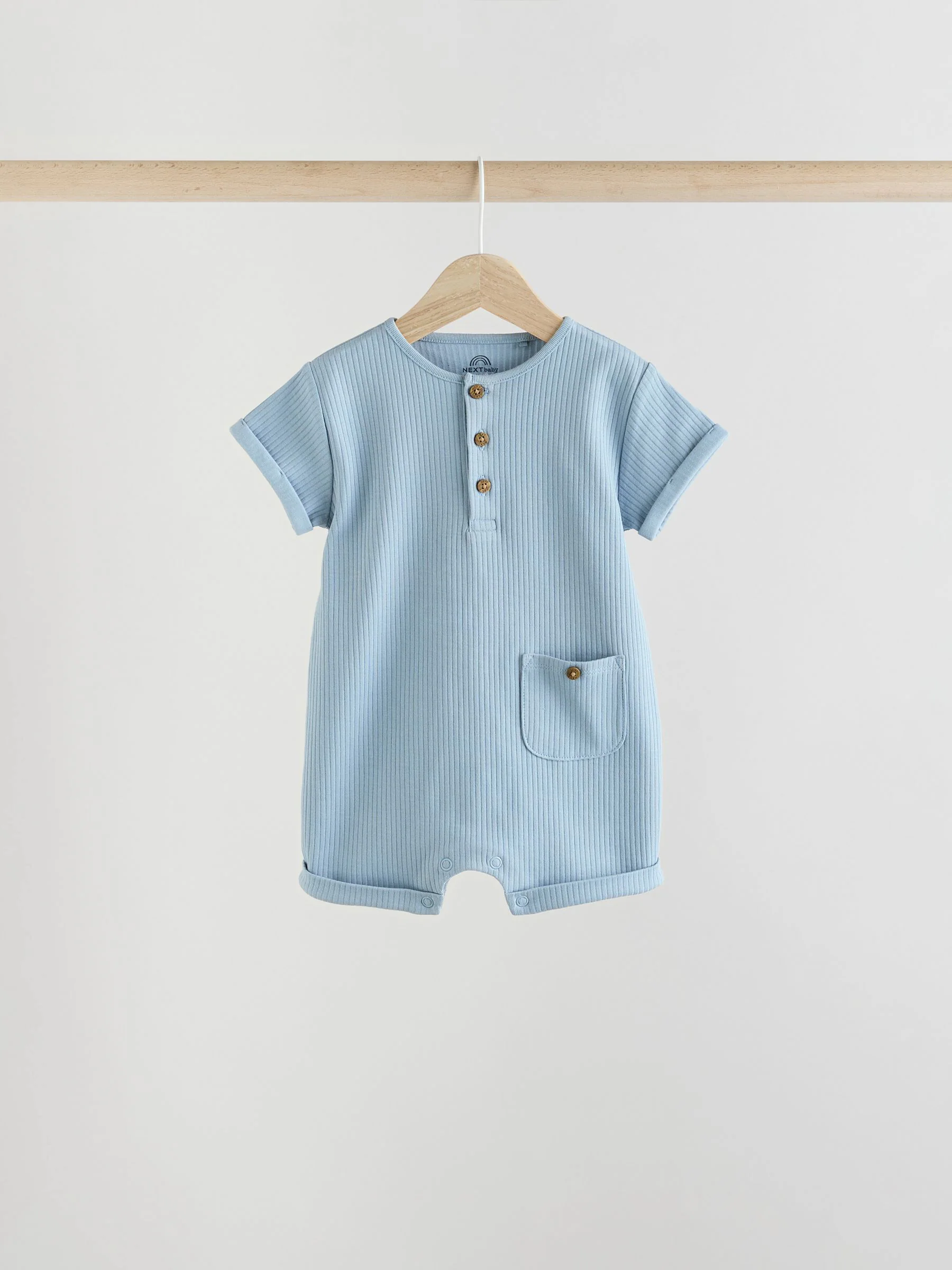 Blauw - Grootvader Knopen bij de hals 4 set Baby Rompertjes