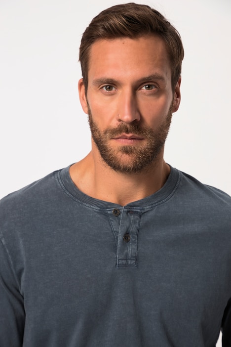 JP 1880 Langarm-Henley, Rundhals mit Knopfleiste, bis 8 XL